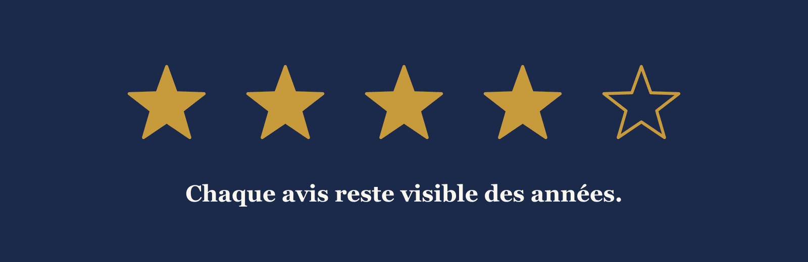 Cinq étoiles dorées : chaque avis reste visible des années